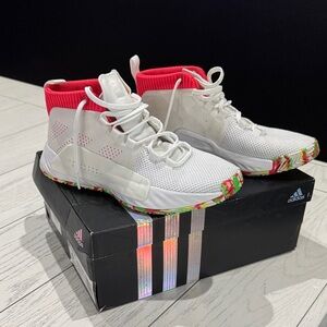 Adidas White and Pink High-Top Sneakers